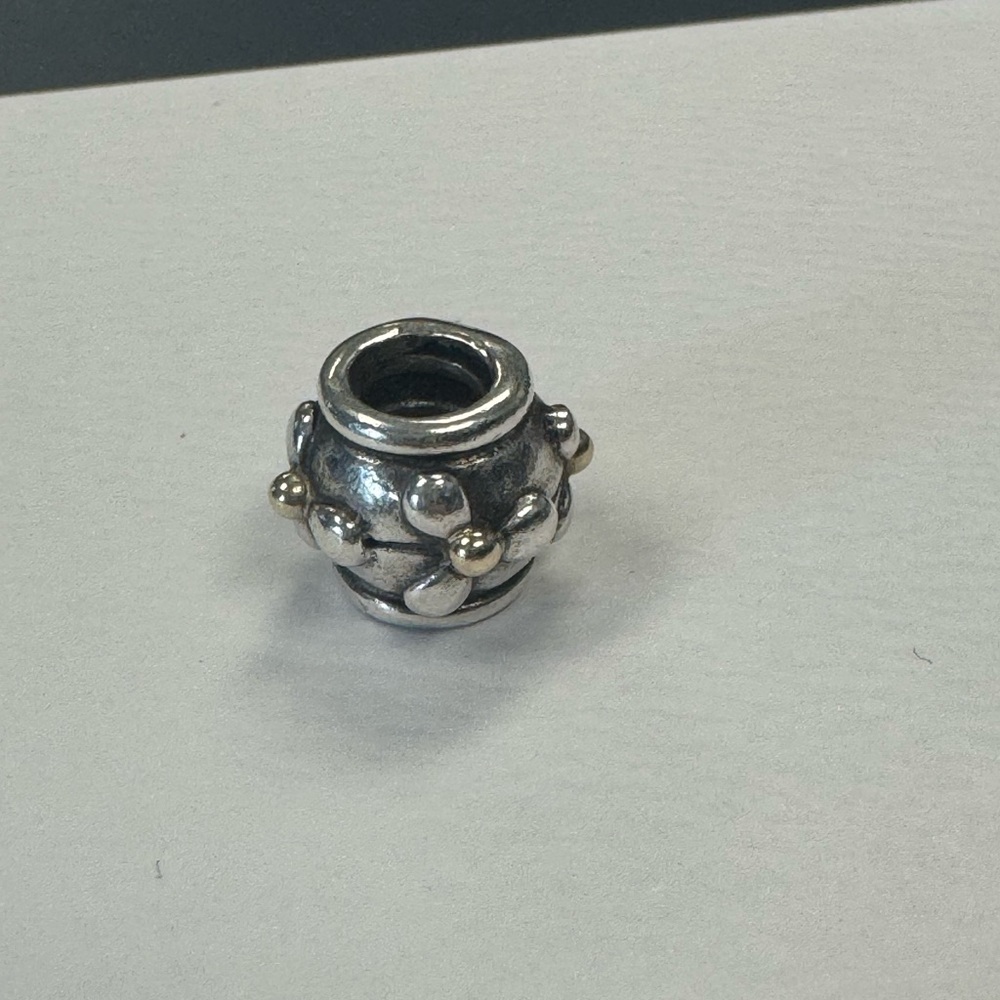 PANDORA | 14K GOLD SS 3 PETAL TIVOLI FLOWER CHARM 790383 RETIRED RARE ALE